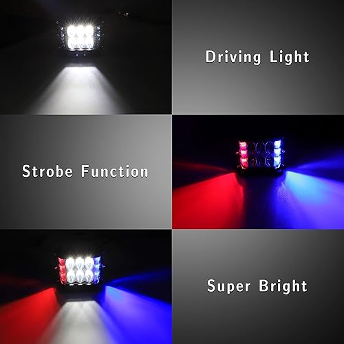 Miniatura 7 de Luces laterales de 4 pulgadas, luces LED estroboscópicas amarillas de doble cara + rojo y azul de doble color estroboscópico para tractor agrícola,