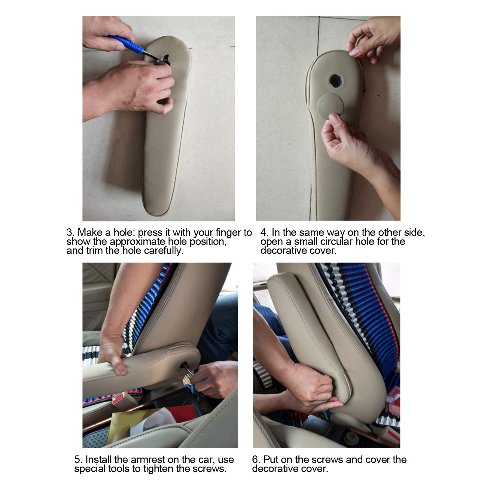 Reposabrazos de asiento embellecedor de cuero de microfibra reposabrazos de asiento manija decoración embellecedor de protección de asiento de coche para CRV 2007 2009(Negro)