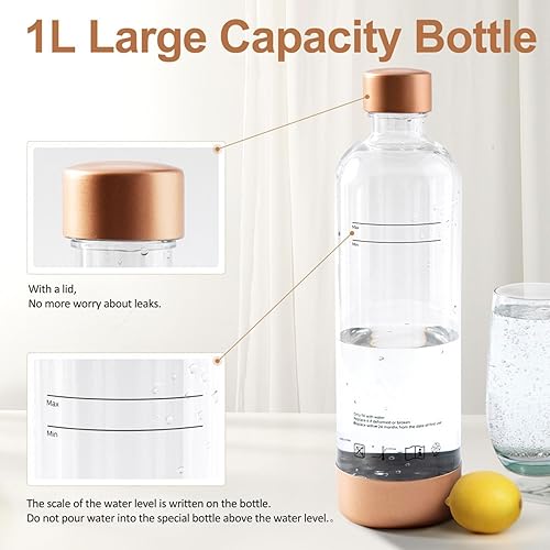Miniatura 5 de GreatWhip Máquina para hacer agua con gas para el hogar con botella de carbonatación BPA de 1 litro compatible con cualquier carbonatador de
