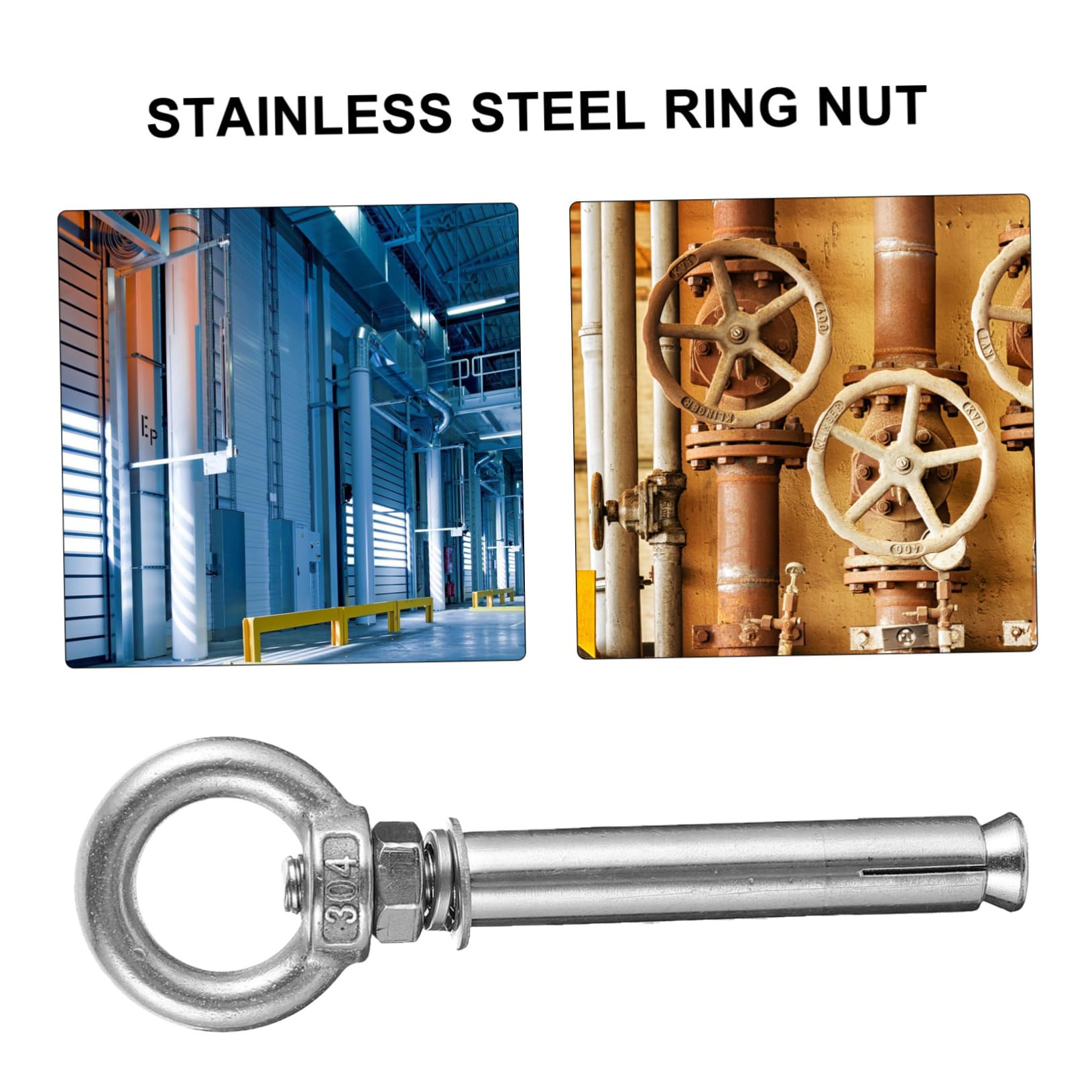 STOBAZA 90mm Heavy Duty Eye Bolt Nut 5 Pcs Stainless Steel Eye Nuts for Easy Assembly