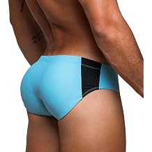 Rounderbum Mens H2O Padded + Package Swim Brief Quick-Dry Butt & Package Enhancing, No VPL, Lined