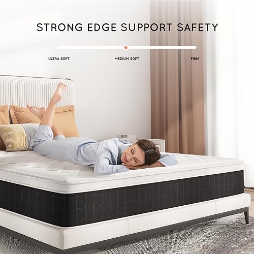 Miniatura 4 de Z-hom Colchón de espuma viscoelástica de gel refrigerante, colchón híbrido de resorte mejorado en una caja para un fuerte apoyo de bordes y alivio