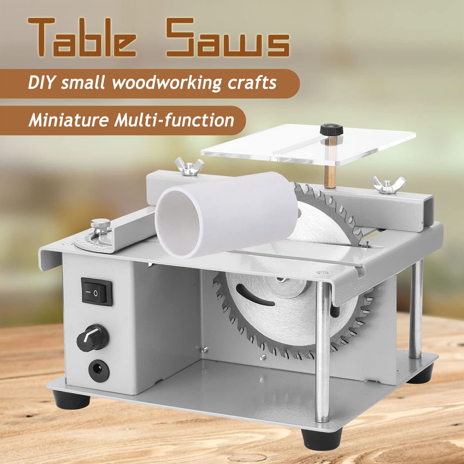Mini Torno para Madera, Sierra de Mesa de 150 W, 7 Niveles de Velocidad, 1,37 Pulgadas de Profundidad de Corte, carpintería, Manualidades, plástico, Gris