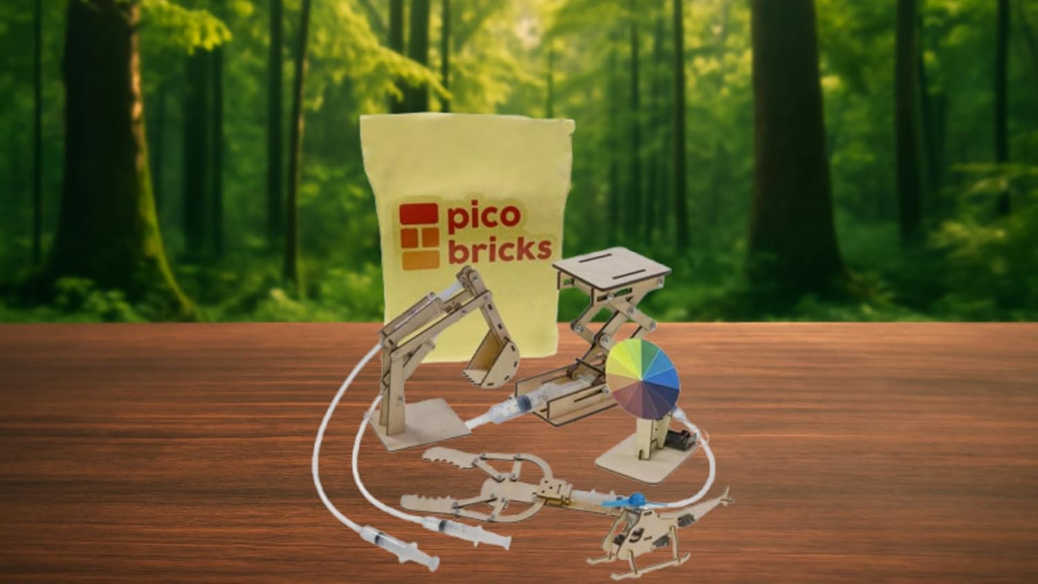 5in1 DIY Engineering Projects – Build a Rainbow Windmill, Wood Helicopter Kit, Hydraulic Claw, Hydraulic Excavator & More to Discover Hydraulic Engineering in Action