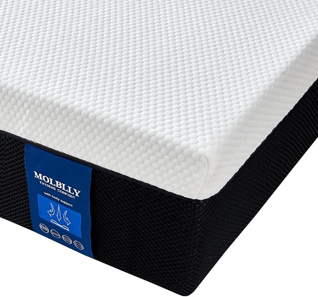 Molblly Double Mattress 8 INCH Memory Foam Mattress Breathable Mattress Medium Firm with Soft Fabric Fire Resistant Barrier Skin-friendly Durable 4f6 Double bed Mattress 135x190x20cm