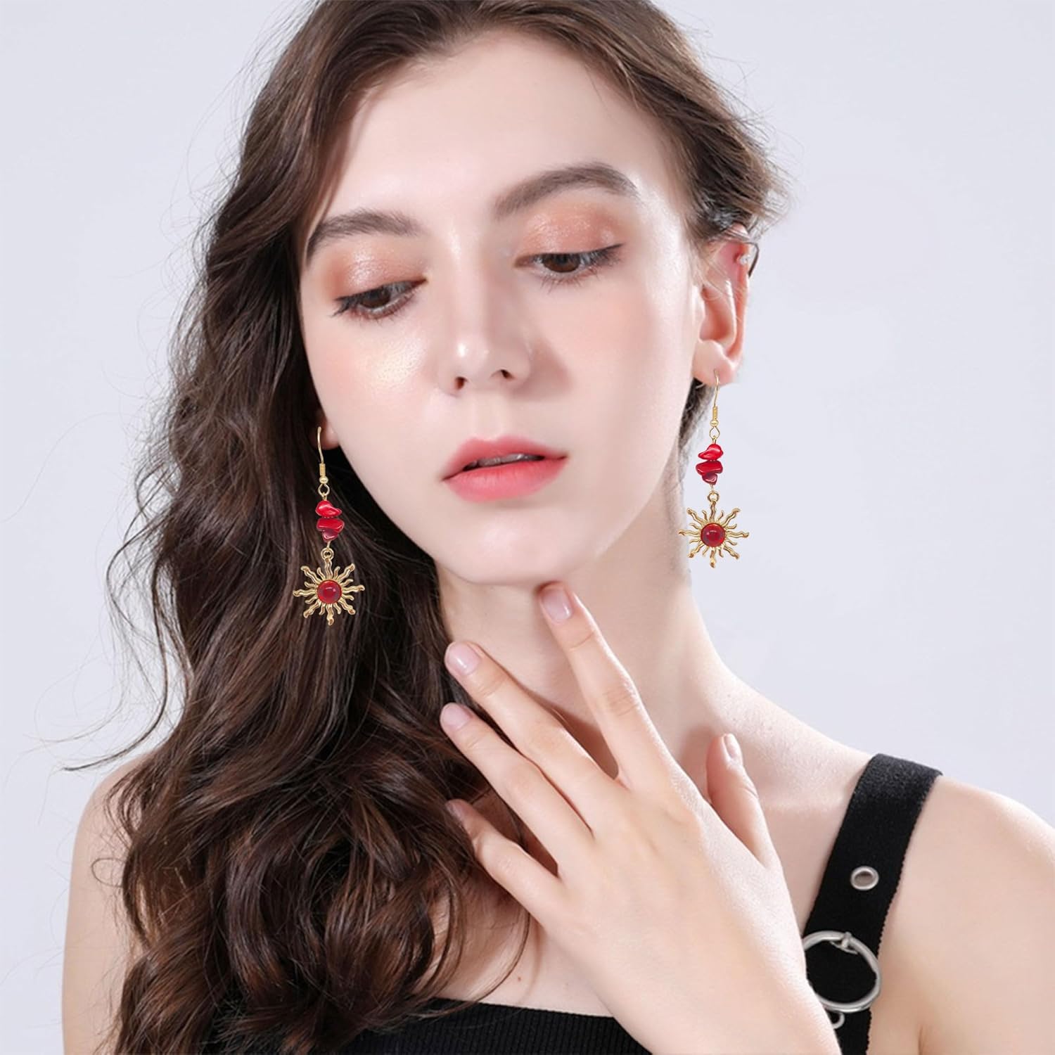 Gothic Crystal Celestial Sun Earrings for Women Vintage Sun Dangle Earrings Boho Earrings Hippie Jewelry Christmas Jewelry Gift - Image 3