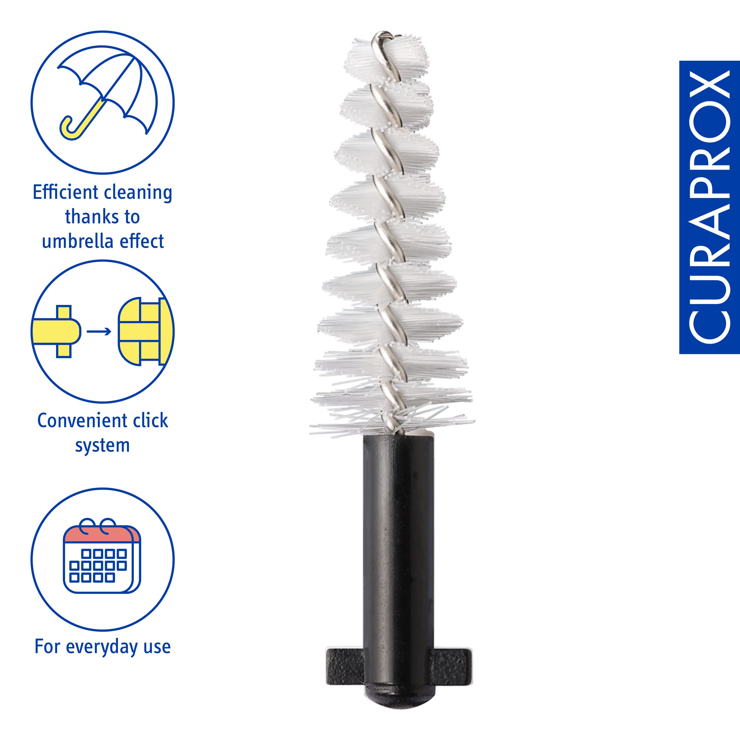 Curaprox Interdental Brush Set CPS 15 Regular Plus-Nero, per grandi spazi interdentali | Include 5 spazzole con supporto UHS 451 / Progettato in Svizzera