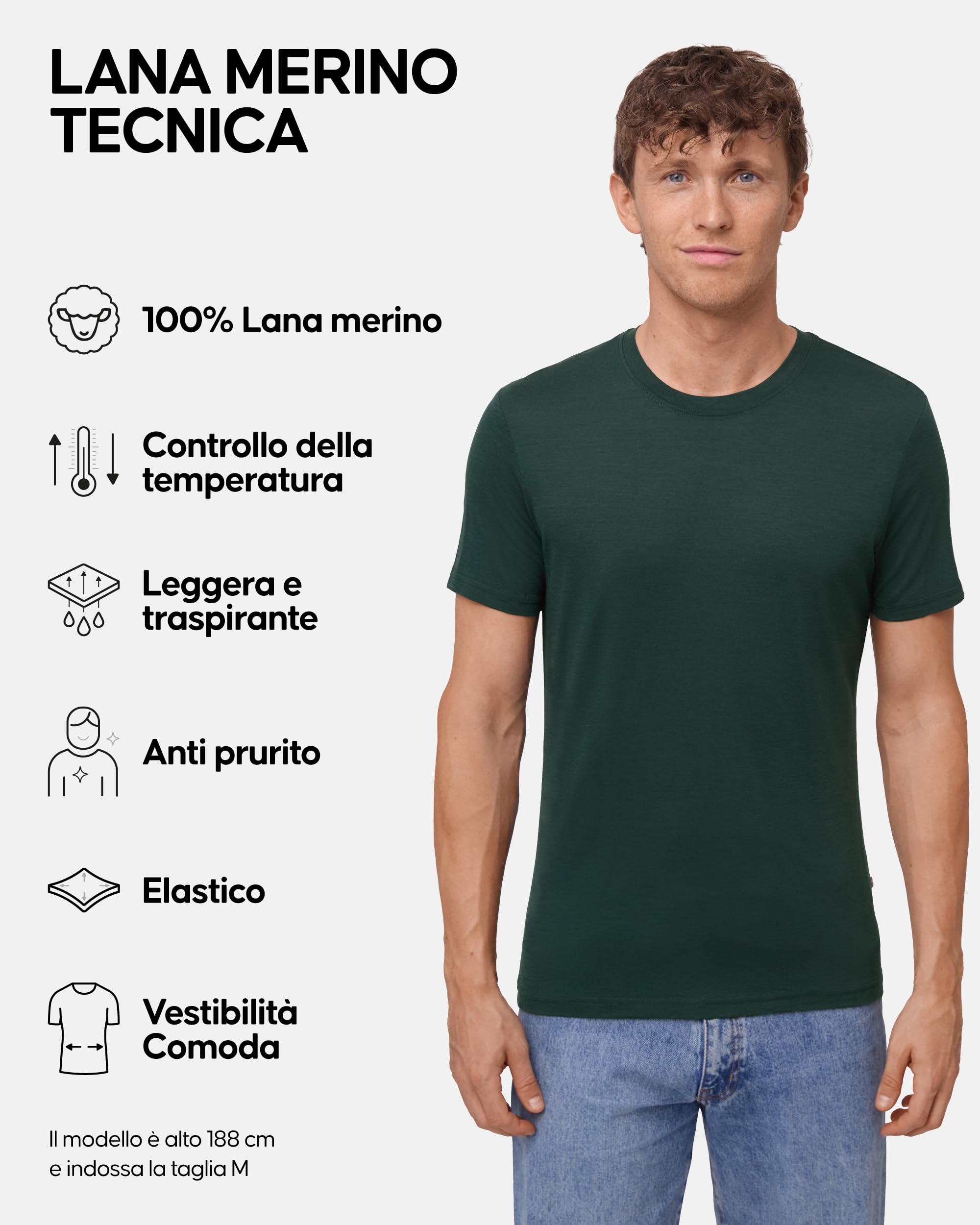 DANISH ENDURANCE Maglia Termica Uomo in 100% Lana Merino, Maglietta T-Shirt Maniche Corte, Traspirante e Anti-umidità, 1 o 2 Paia