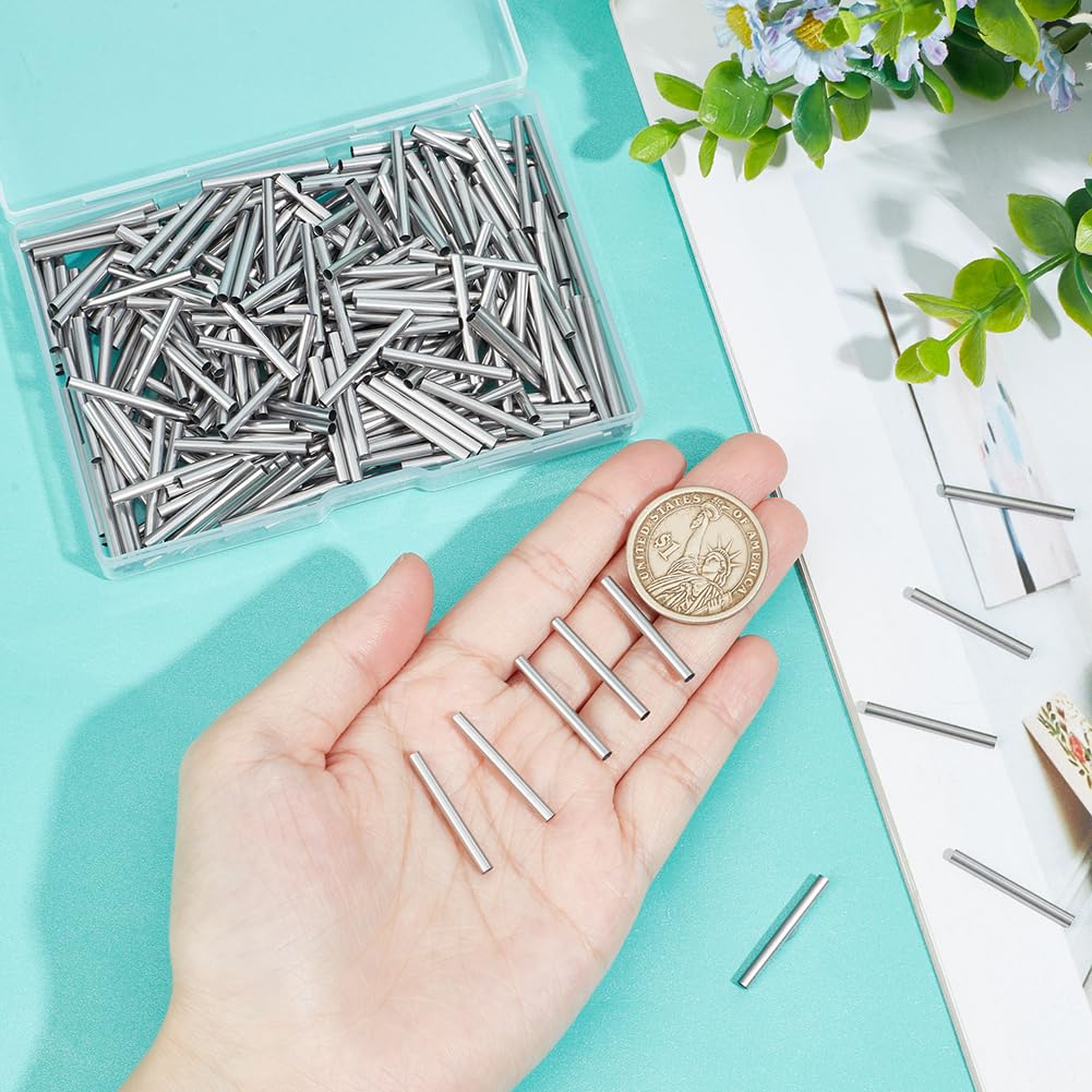 UNICRAFTALE 300pcs Stainless Steel Tube Beads 25mm Long Straight Spacer Noodles Beads 2mm Hole Metal Tube Loose Bead Connector Spacer Bead for DIY Bracelets Necklaces Jewelry Making - Image 4