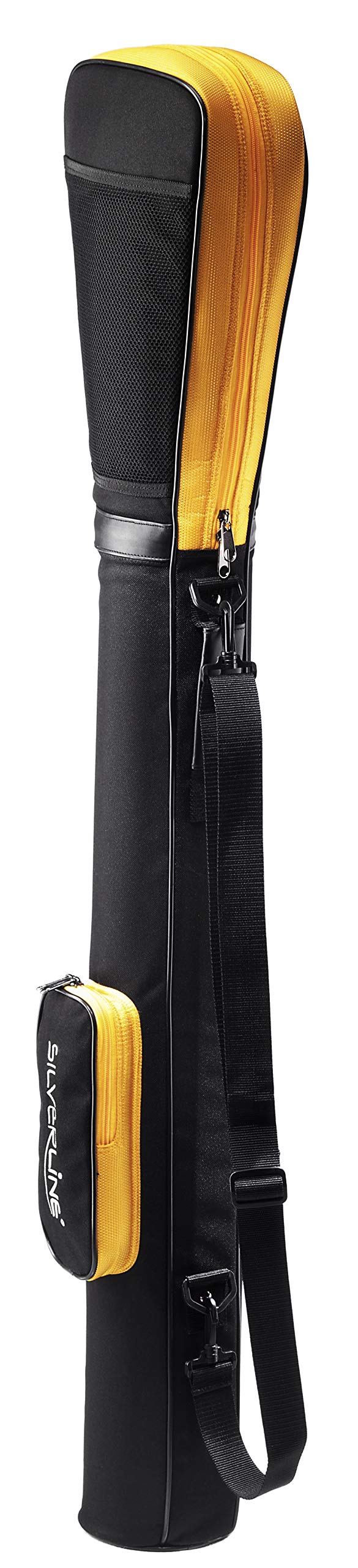 Golftasche/Pencilbag/Reisebag/Rangebag/Pistolbag/Tragebag mit integrierter Schutzhaube und Außentasche | für bis zu 8 Schläger | 1 Pack Killagolf©-Tees Free (orange-schwarz)