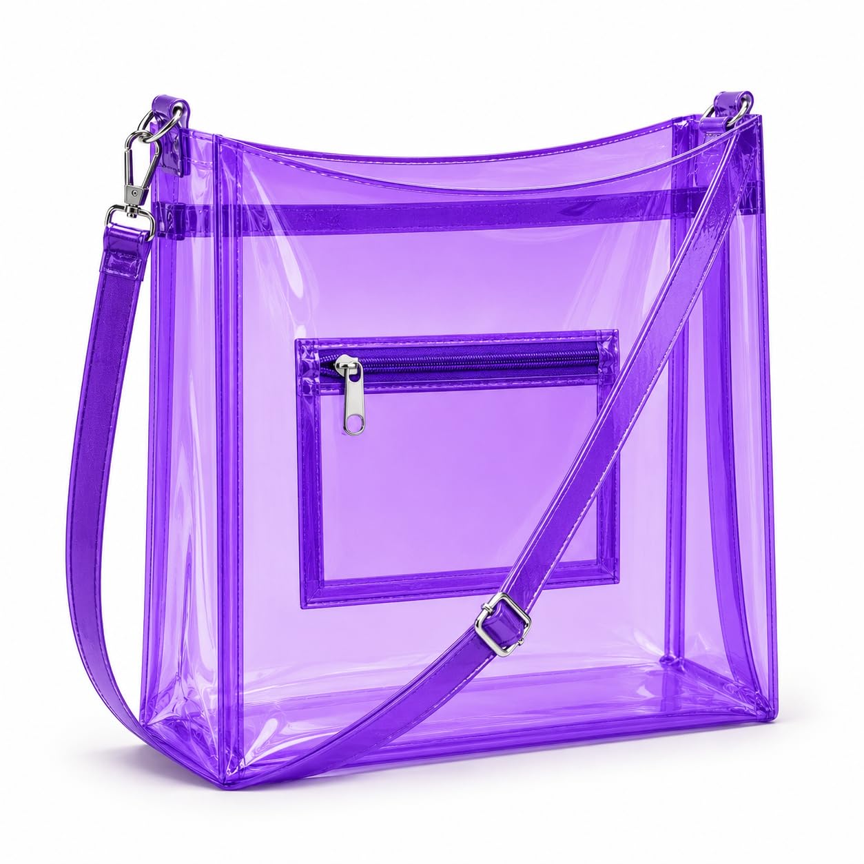 Transparent Shoulder Bag – Neon Orange, Pink, Green,Purple, Yellow & Blue| Stylish, Spacious, Durable & Multipurpose PVC Tote-image-7