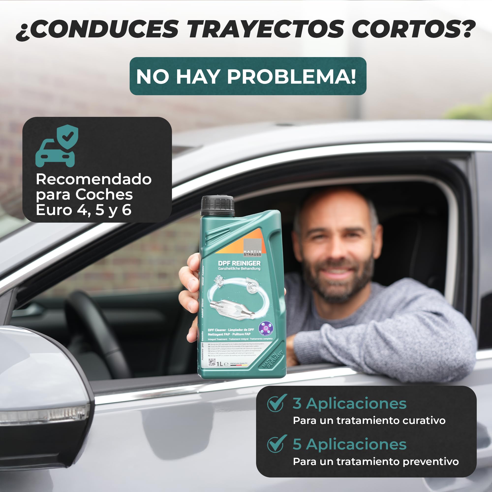 Limpiador DPF/FAP, Tratamiento Integral curativo del Filtro de partículas Diesel y su Sistema, EGR + Turbo, 3 Dosis, 1 Litro