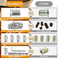 Vista 3 de 50 piezas de insertos roscados de alta calidad para madera, insertos roscados de 1/4-20 con broca y llave hexagonal, acero al carbono de alta dureza
