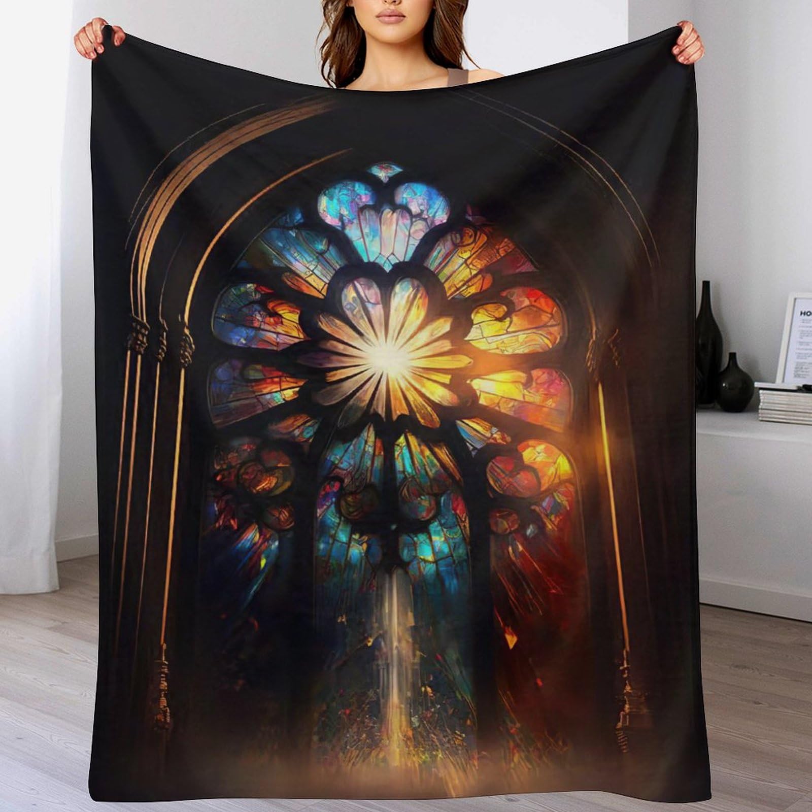 Couverture quatre saisons en flannel douce chathedral jeté de lit pour grand canapé 180x200cm