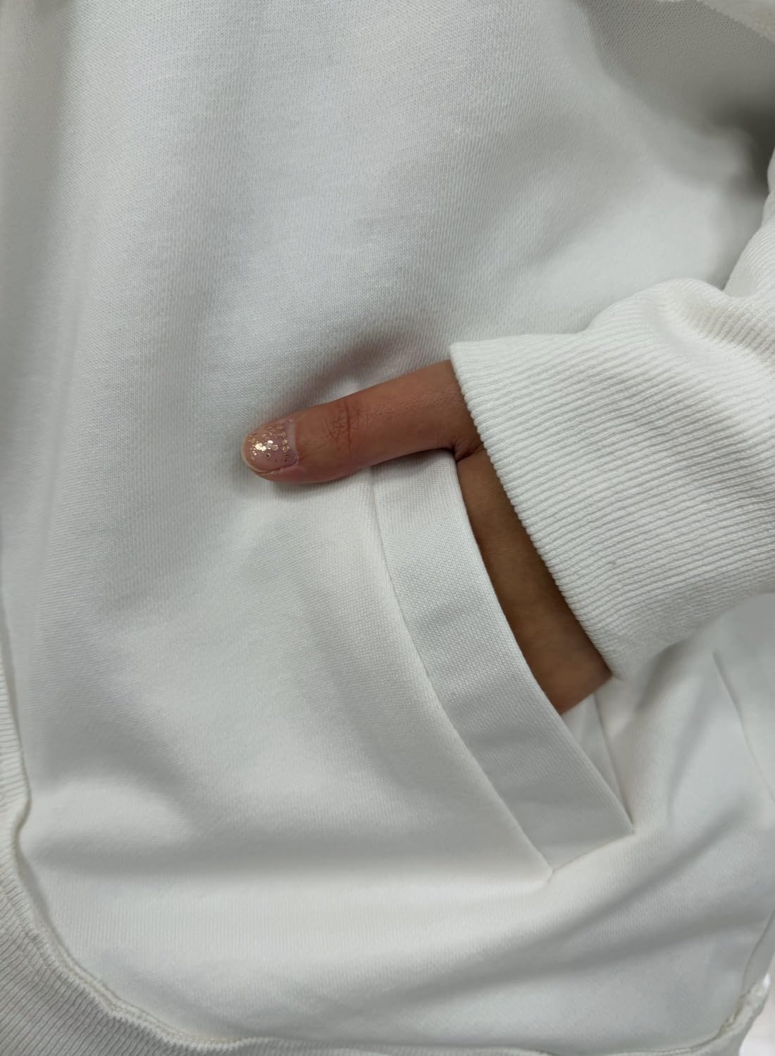 Womens Oversized Cardigan Hooded Open Front Sweatshirt Drop Shoulder Long Sleeve Fall Jackets Outwear(White,M) - Image 4