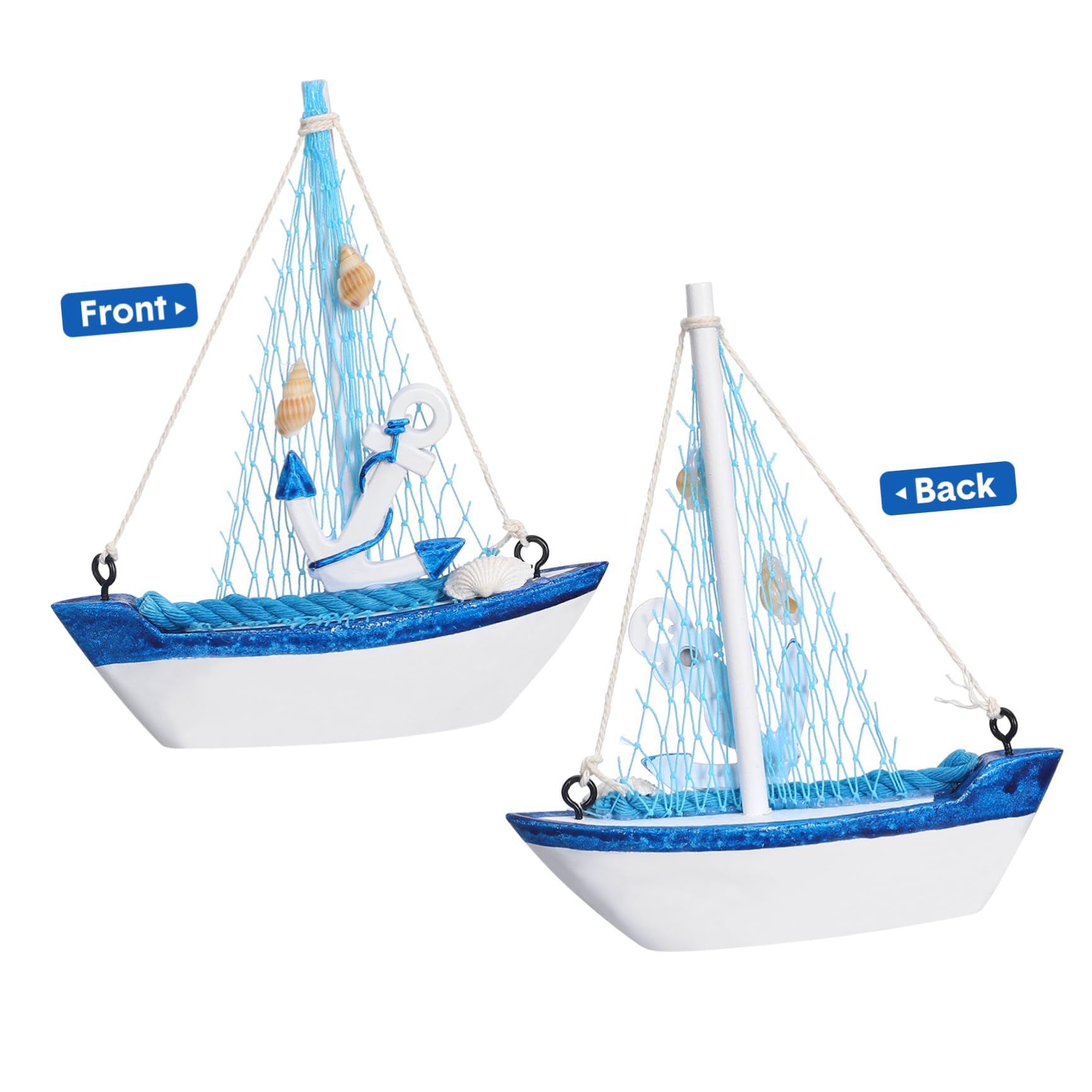 Wambere 5 stuks miniatuur boot schip hout zeilboot model, nautische geschenken voor DIY micro landschap decoratie miniatuur decoratie voor meubels woonkamer tafeldecoratie, witte boot