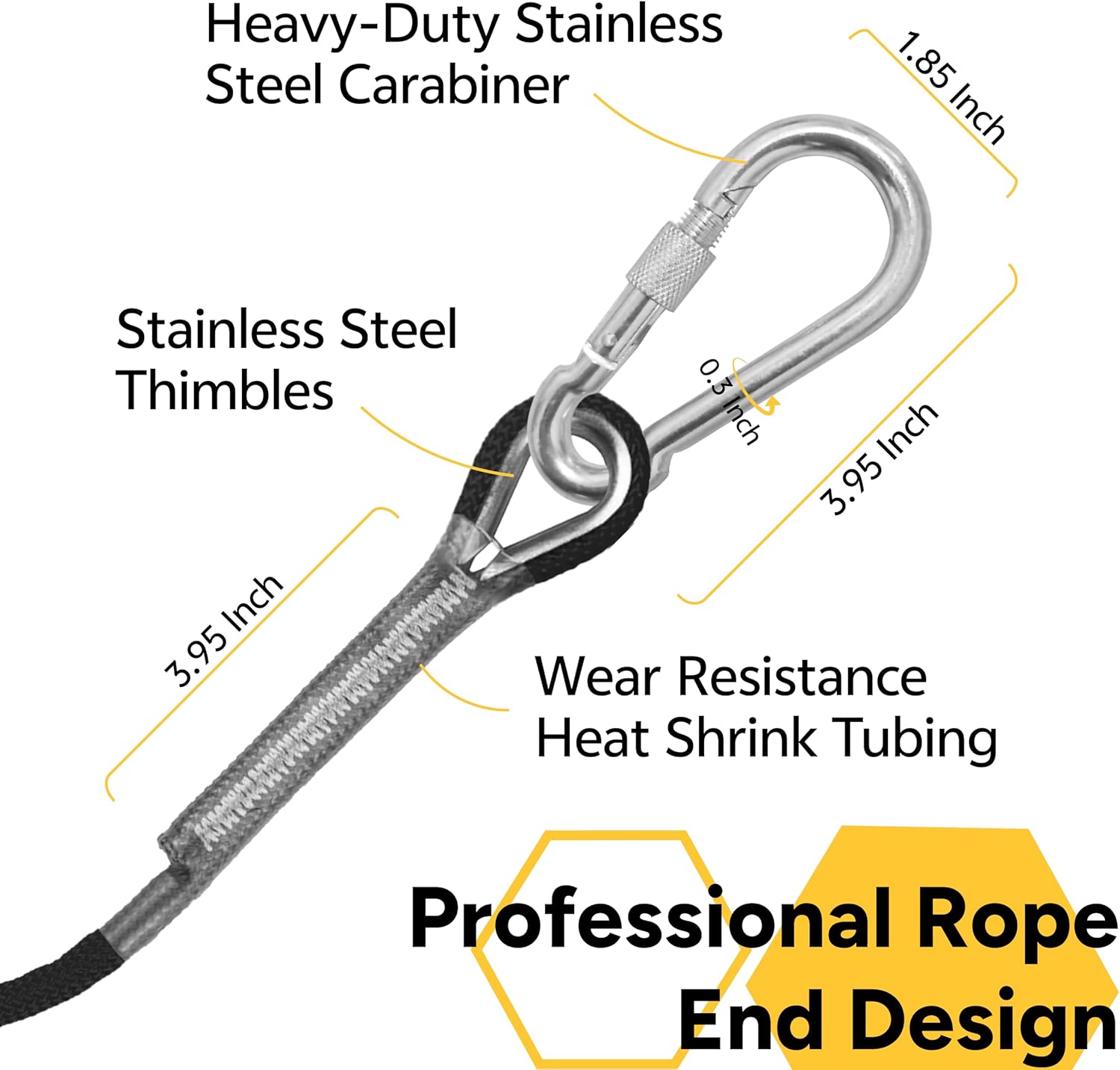 8mm Static Climbing Rope: Heavy Duty Outdoor Rock Climbing Rope for Arborist Tree Work, Rescue, Camping & Hiking, (10m/32ft, 20m/64ft, 30m/96ft) Orange/Black (Black, 96 Feet)