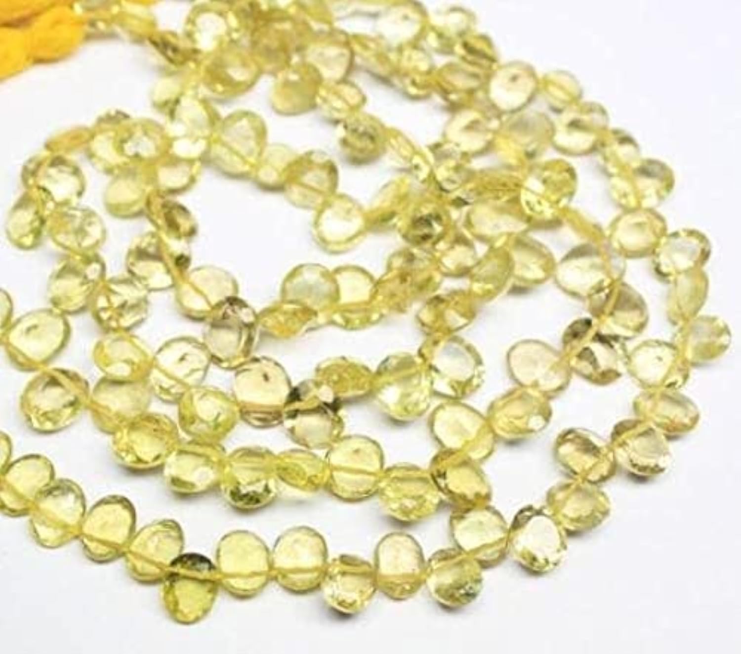 LKBEADS Naturalny kwarc cytrynowy fasetowany wywiercony owalny kamień szlachetny luźne koraliki dystansowe sznurek 33 cm 8 mm