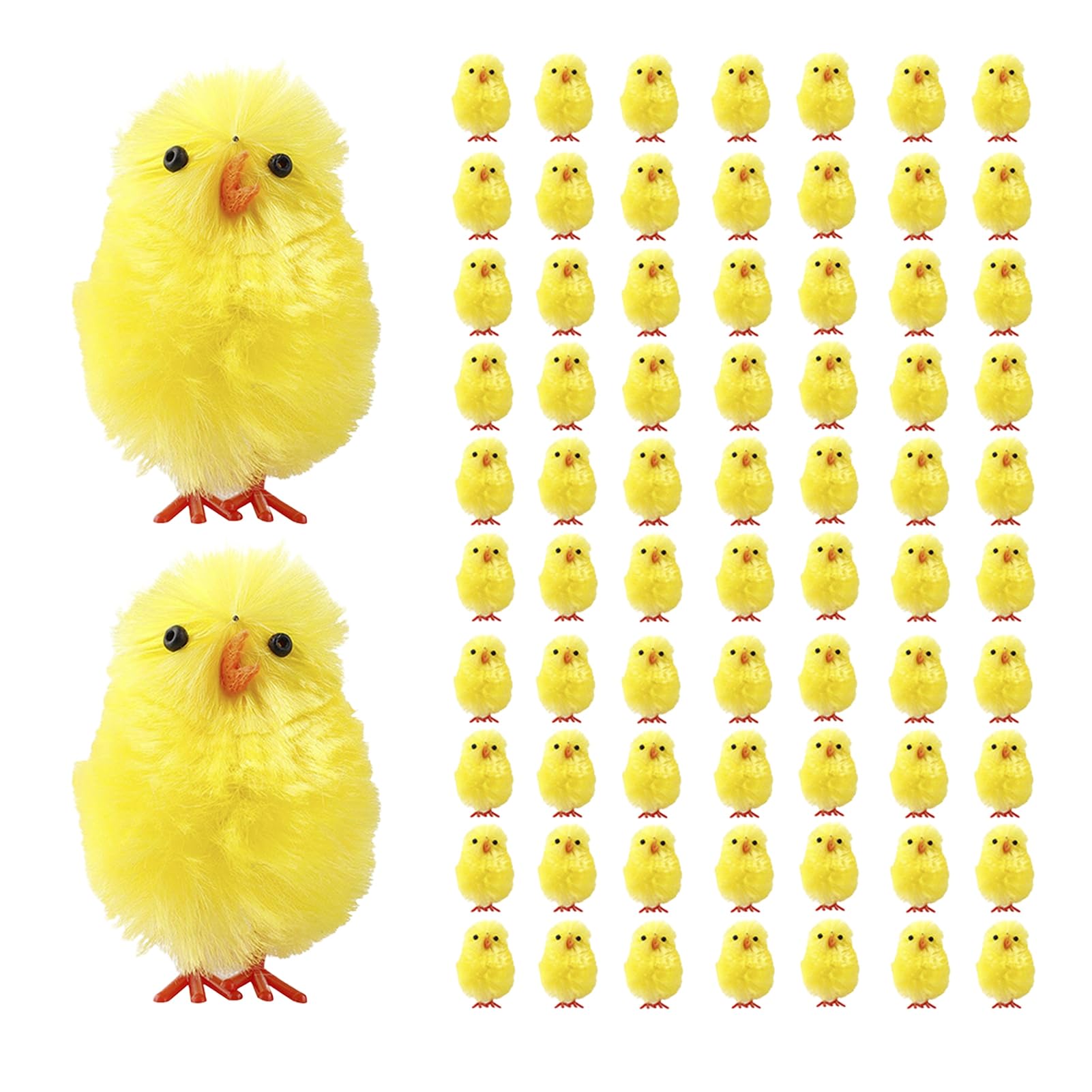 Pack of 6/72 Yellow Easter Mini Chenille Chicks Fluffy Plush Cute Decorations Children's Easter Bonnet Easter Egg Hunt Arts & Crafts Home Decor Cake Toppers 72pcs
