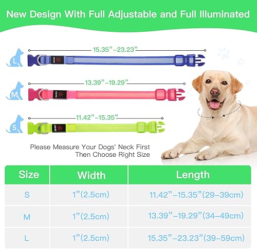 Miniatura 6 de YFbrite Collar de perro iluminado, collar de perro LED recargable, collar de perro intermitente, collar reflectante ajustable para perro que brilla