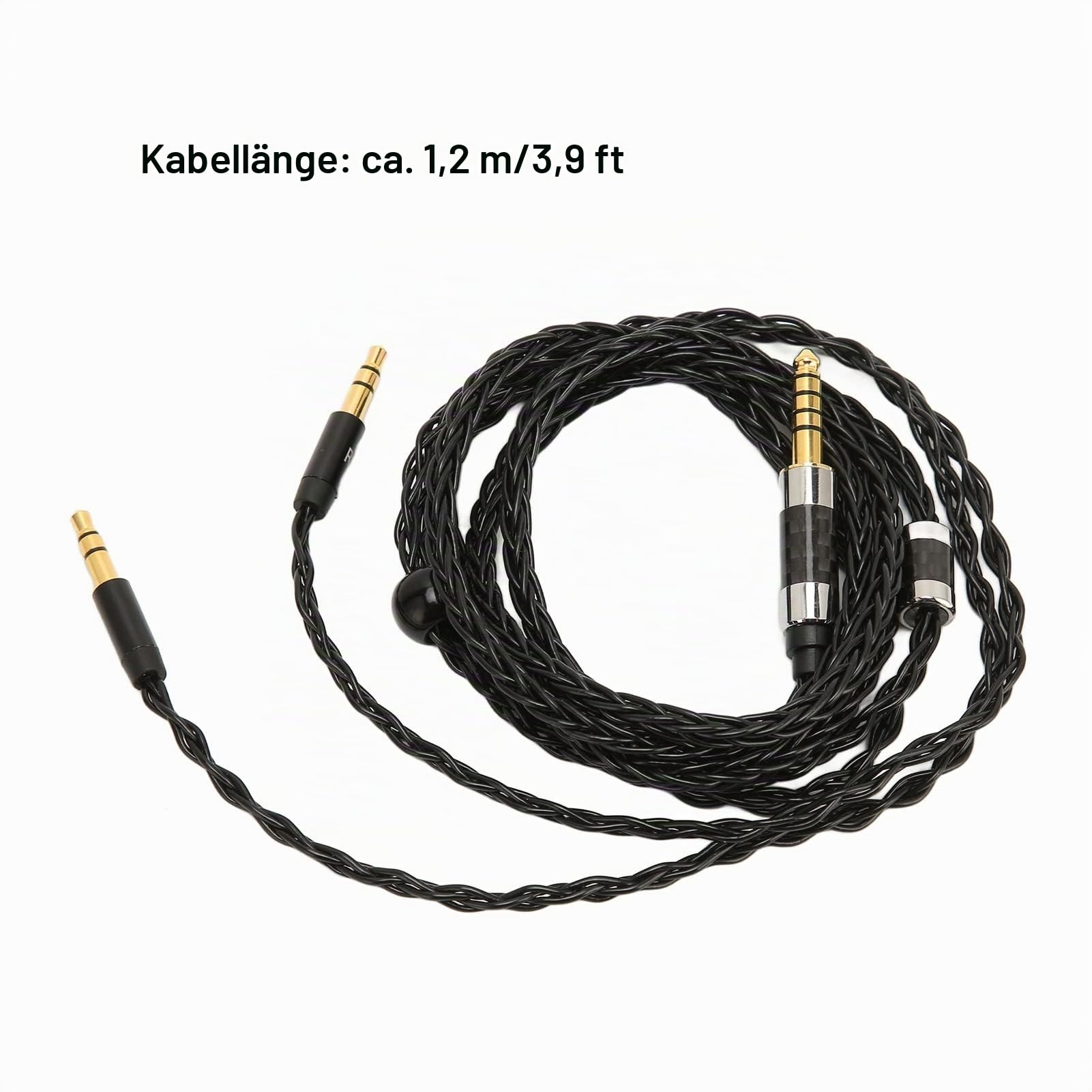 ASHATA Kopfhörer Audiokabel, 8 adrig, Symmetrisch, 4,4 Mm auf Zwei 3,5 mm Aux Audiokabel, Versilbert, für MDR Z7 Z1R, für Teloon D7100 D7200 D600 D9200, für T1 T5, 1,2 M