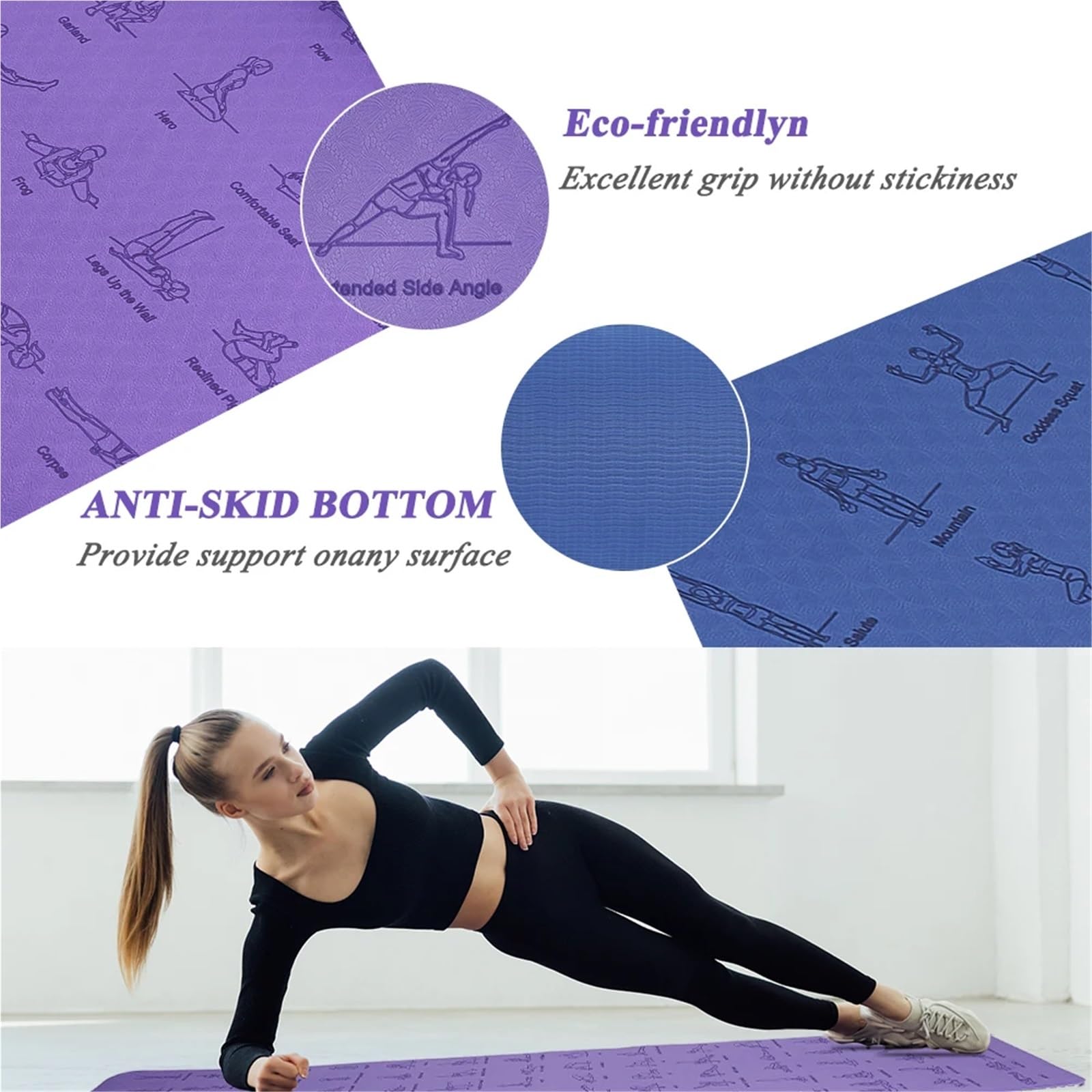 Yogamatte Yogamatte 183 cm * 61 0,6 Tpe Fitness for Männer und Frauen rutschfeste Übung 1 Stück