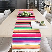 Vista 13 de Table Runner Mexican Handwoven Cotton Serape for Party Wedding and Home Decorations,14x108Inch, Long (1, 14x108/Purple)