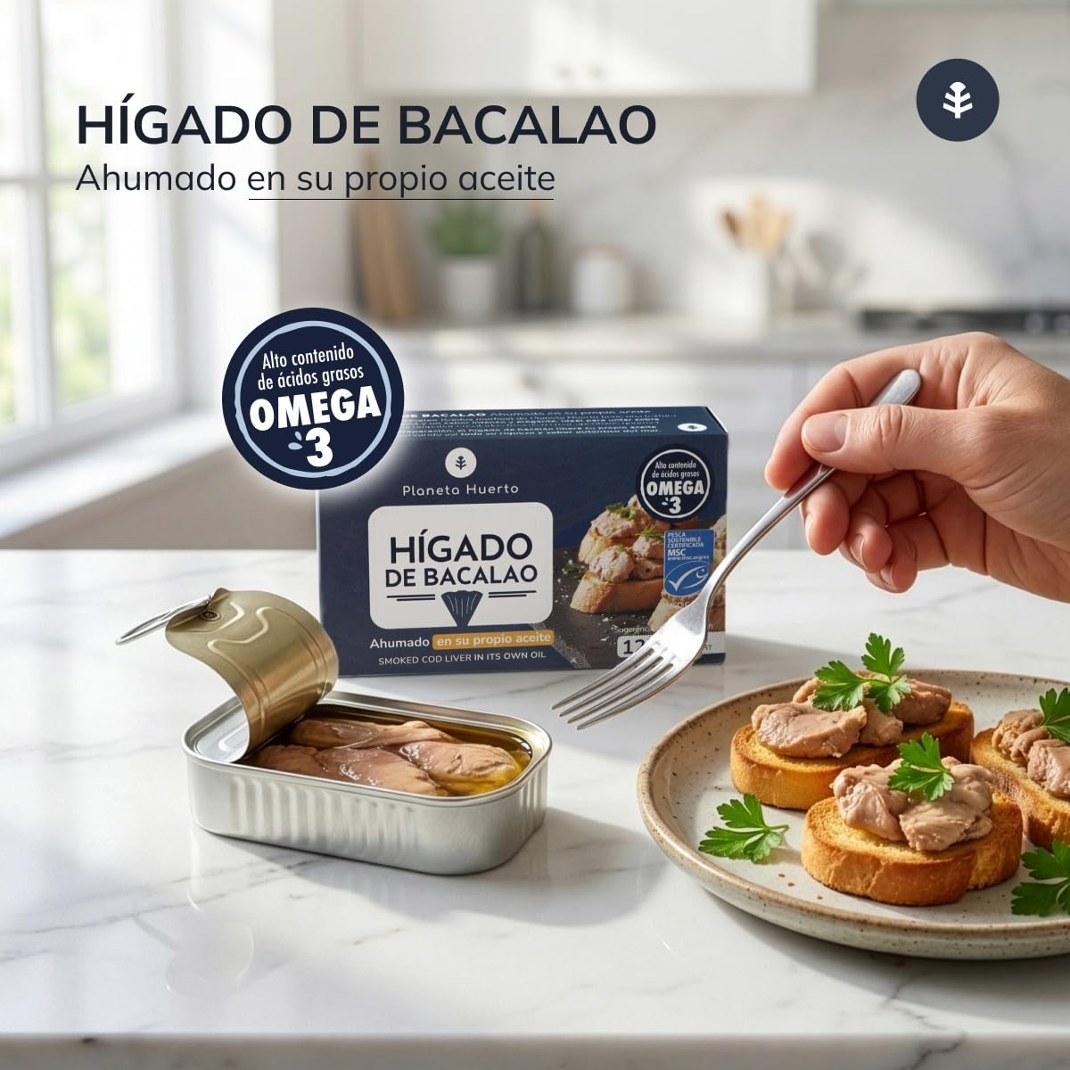 Confezione da 12 fegato di merluzzo nel proprio olio Planeta Huerto Bonsái 120 g