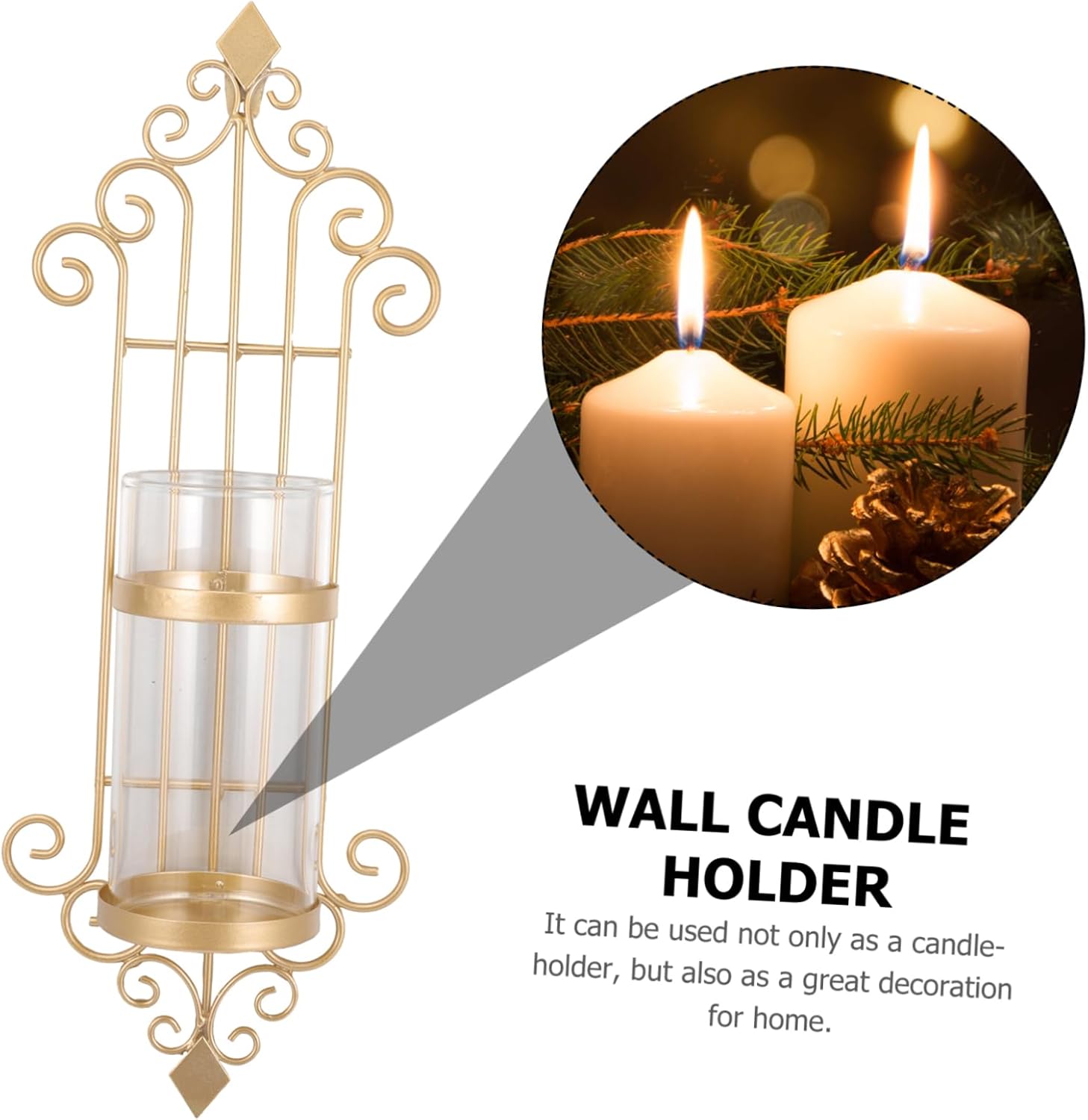 Rose Gold Wall Sconce Candle Holder Decorative Metal Glass Candle Holder for Living Room Elegant Wall Decor for Home Decoration and Dining Room