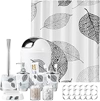 Vista 35 de Juego de baño negro, papelera de baño de 9 piezas, decoración para baño con soporte para cepillo de dientes, taza, dispensador de loción, bandeja
