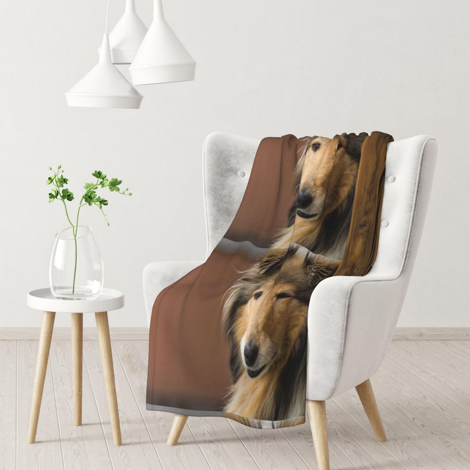 Inomak Unisex As Picture Rough Collie Lassie Dogs Big Fluffy Dogs Pets,Soft Blanket Warm Anti-Pilling Flannel Plush Throw Blanket 76 X 102 Cm