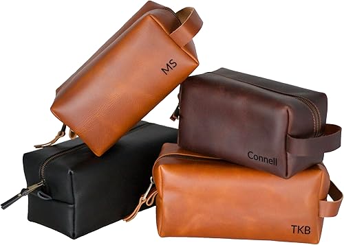 Neceser de cuero genuino, regalos del día del padre, regalo para papá, neceser de viaje, neceser para hombre, neceser para hombre, 3 Negro, Neceser