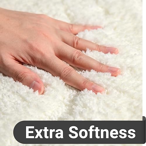 Miniatura 4 de DEXDE Alfombras de baño de 20 x 32 pulgadas, alfombra de baño de microfibra lanuda de felpa suave, alfombras de baño antideslizantes para suelo de