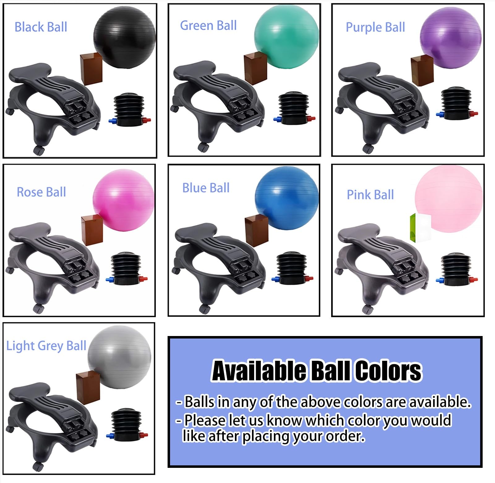 CMYUN Sitzball Stabilitätsübungsballstuhl für Büro, Schwarzer Yoga-Ballstuhl mit Rollen und Rückenstütze, PVC-Balanceballsitz zur Linderung von Rückenschmerzen