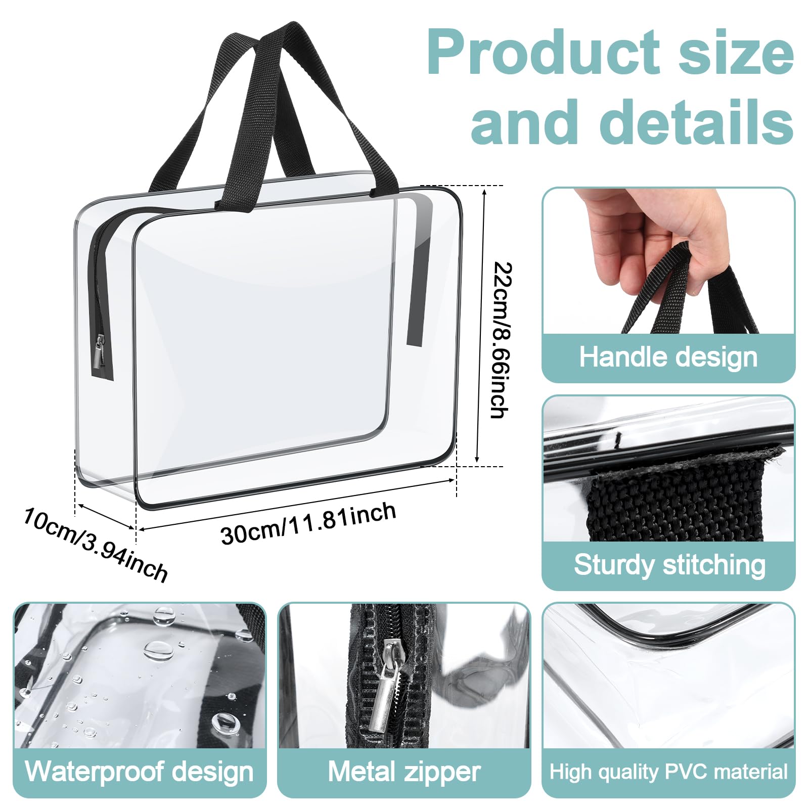 4 Packs Large Toy Storage Bags, Clear PVC Organizing Bags with Zipper, Portable Handheld Toy Storage Organizer, Waterproof Toy Bags for Building Blocks Board Games Toys Cosmetic