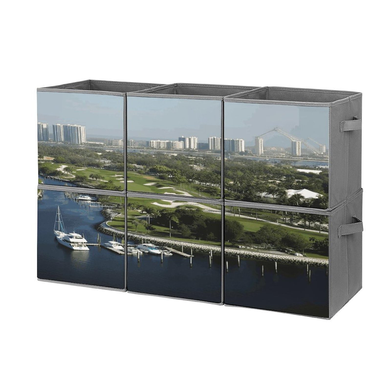 Fekiloot Style Golf Yacht Club Storage Bin For Foldable And Handles,Closet Organizer Of 6-Pack Stackable,Storage Box For Living,Room, Office,Bedroom,Closet