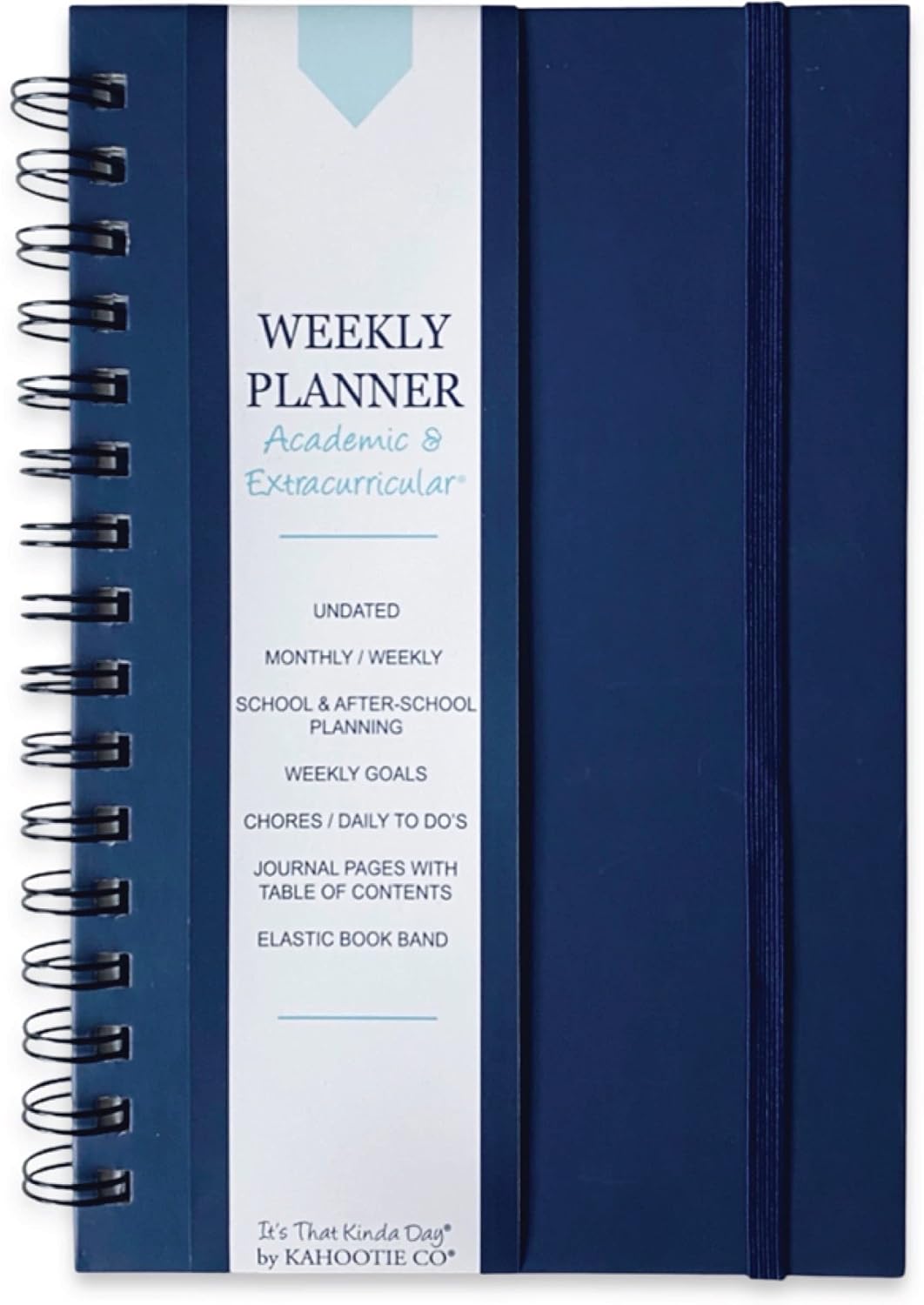 Academic Planner by Kahootie Co, Plan Your School and After-School Activities, Learn Time Management Skills, Stay On Top Of Chores, 8.5" x 5.5", (NAVY)