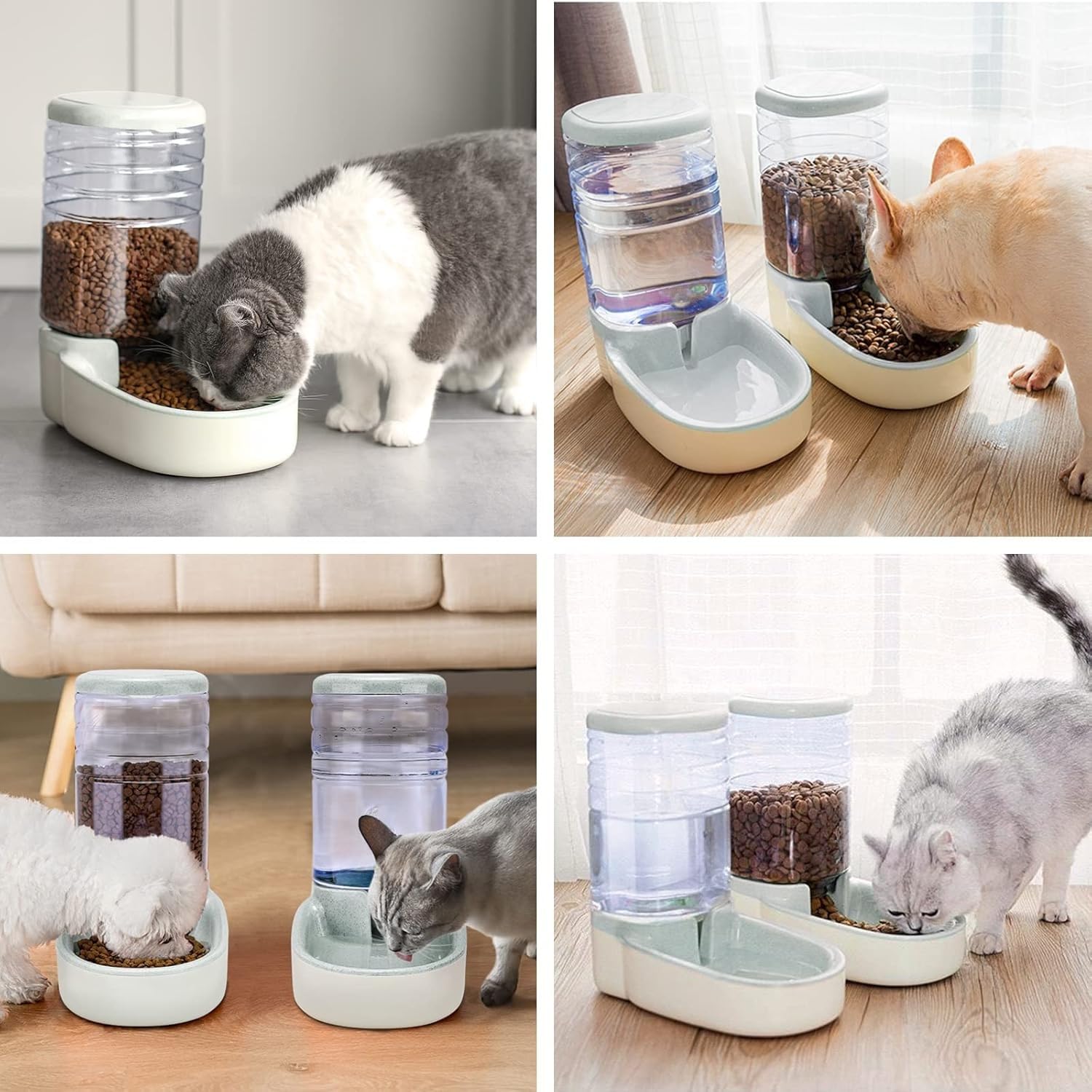 Distributeur Automatique Chat & Chien 4L (2 Unités) – Distributeur Croquettes Automatique + Distributeur d’Eau pour Animaux – Capacité 3 à 7 Jours – Gamelle Nourriture & Eau Grande Capacité