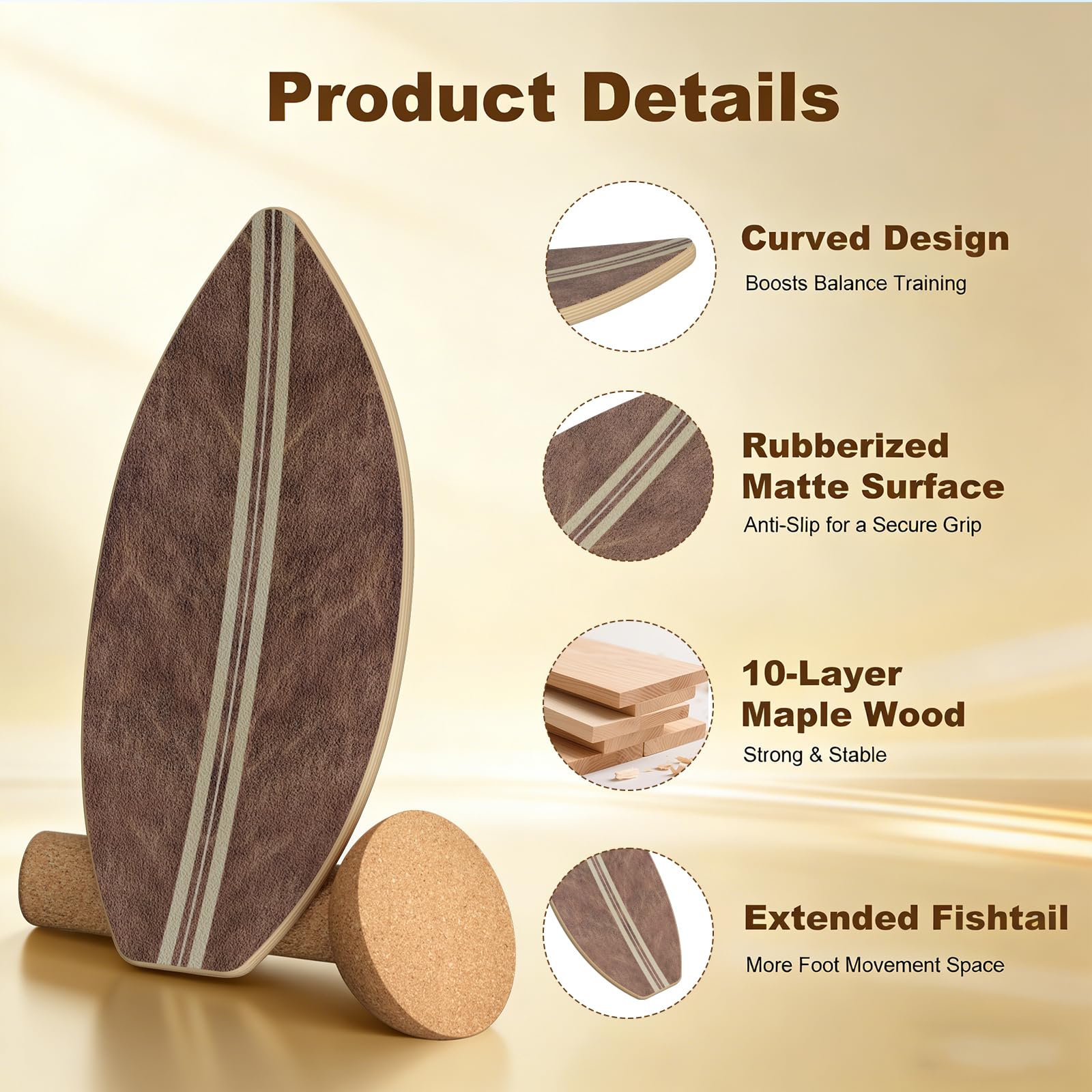Balance Board,Waveboard Wobble Board,Wackelbrett Balanceboards - Surf-Trainer Erwachsene & Jugendliche,Gleichgewichtstrainer Balance Board Kinder,Balance Board Holz bis 150 kg Belastbar