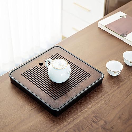 Miniatura 4 de Bandeja de té de bambú de Gongfu chino de 11 pulgadas con almacenamiento de agua para el juego de té de Kungfu de China (nuez (1))