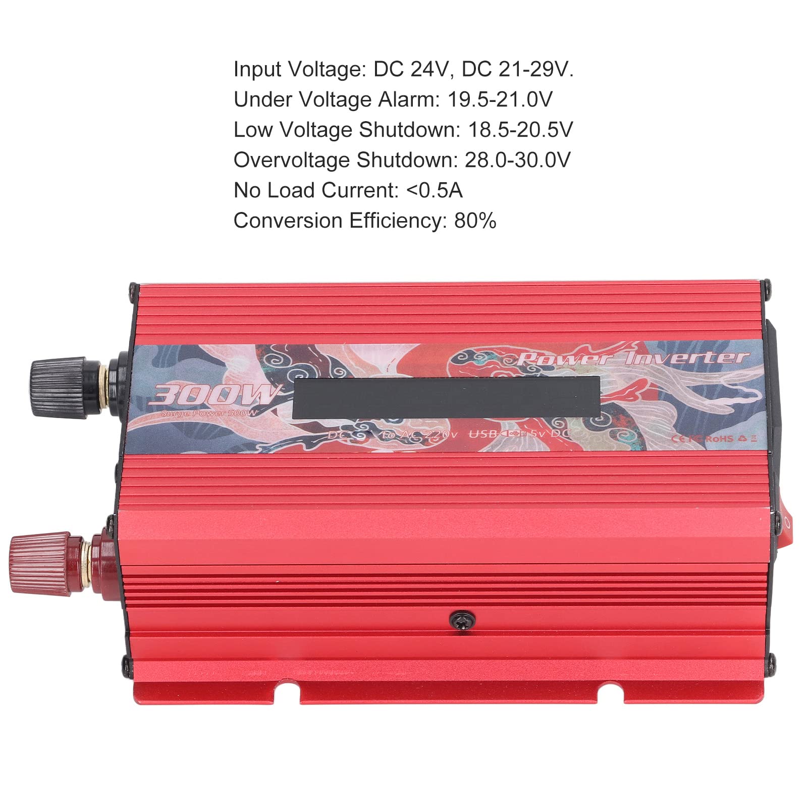 Samochodowy Przetwornica Napięcia 300 W Przetwornica Sinusoidalna ze Stopu Aluminium DC 12 V na AC 220 V z Wyświetlaczem LCD USB 2 A i Wentylatorem Chłodzącym do Podróży Samochodem Kemping