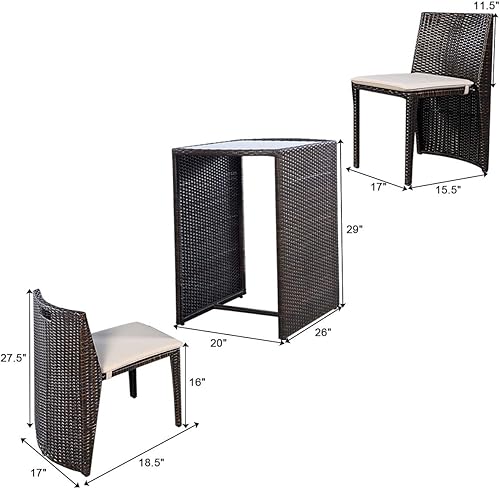 Miniatura 2 de COSTWAY Juego de sofá de jardín de mimbre para exteriores, 3 piezas, acolchado, sin montaje