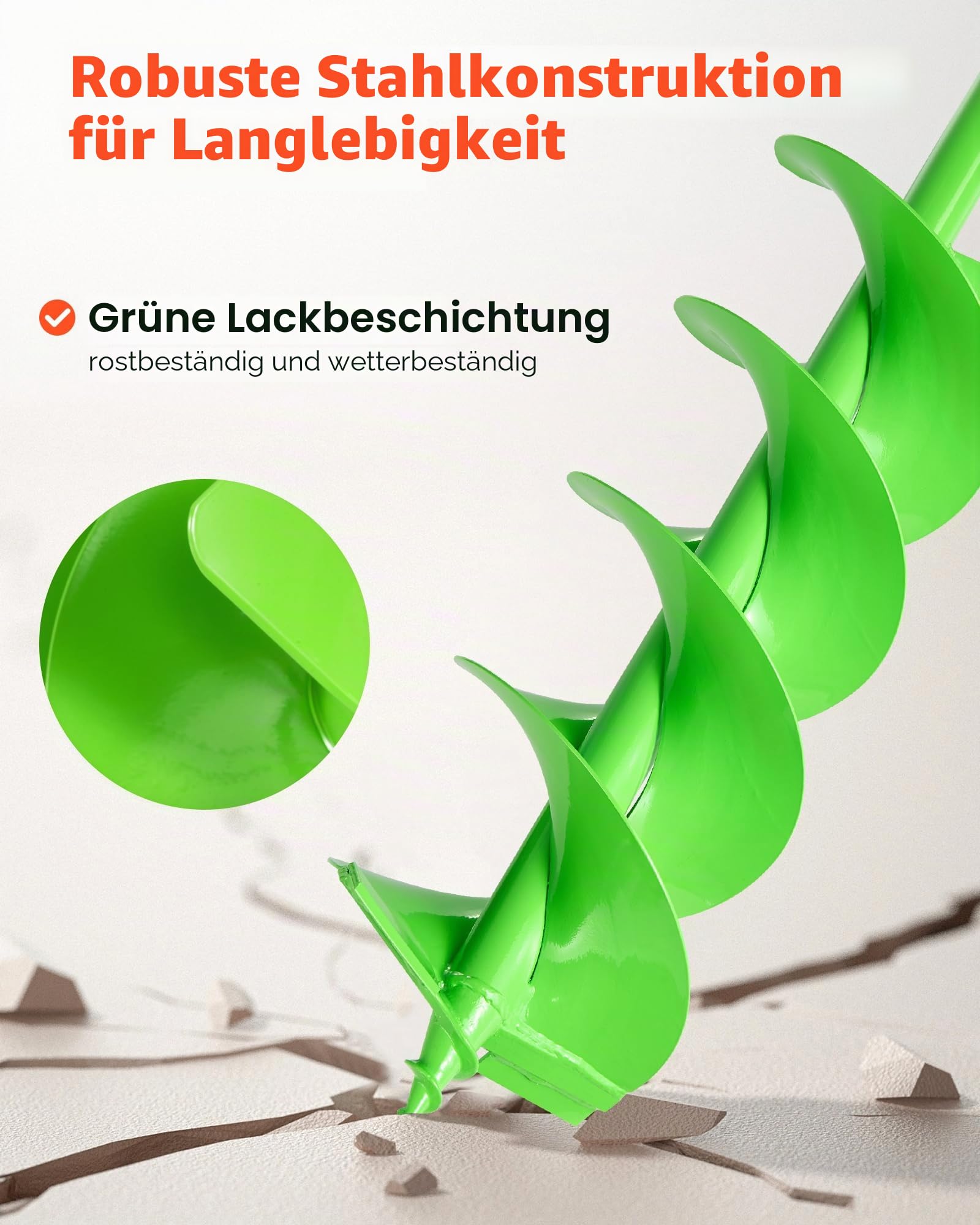 VEVOR Erdbohrer für Bohrmaschine, Ø 60x790 mm Gartenbohrer, kompatibel mit Bohrern mit 20 mm Innendurchmesser,Pfahlbohrer, Pfostenloch-Bohraufsätze für Gartenbagger und Zäune