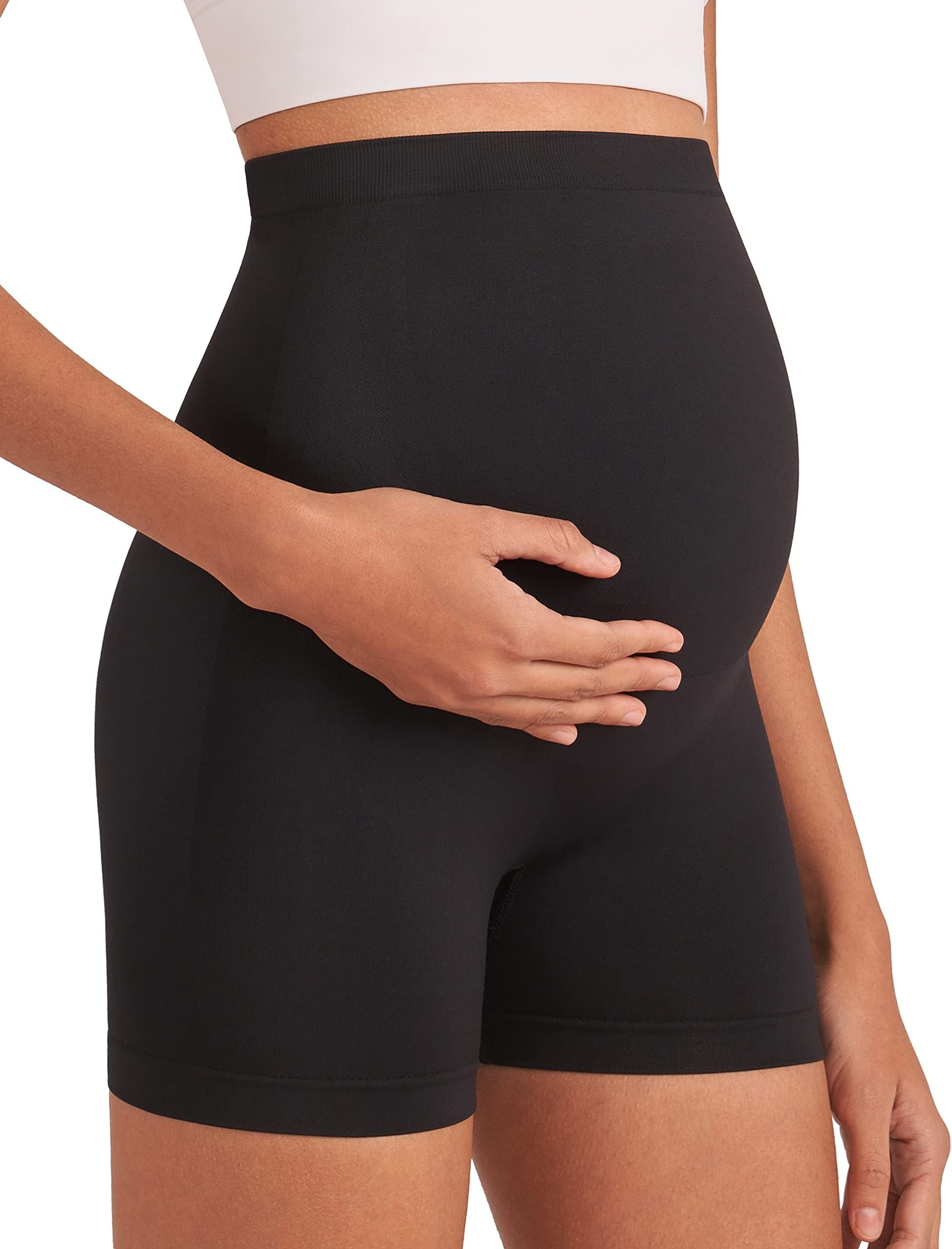 Enerful Women's Maternity Shorts Biker Summer Soft Seamless Pregnancy Yoga Workout Active Short Leggings Over Belly 5"/8"