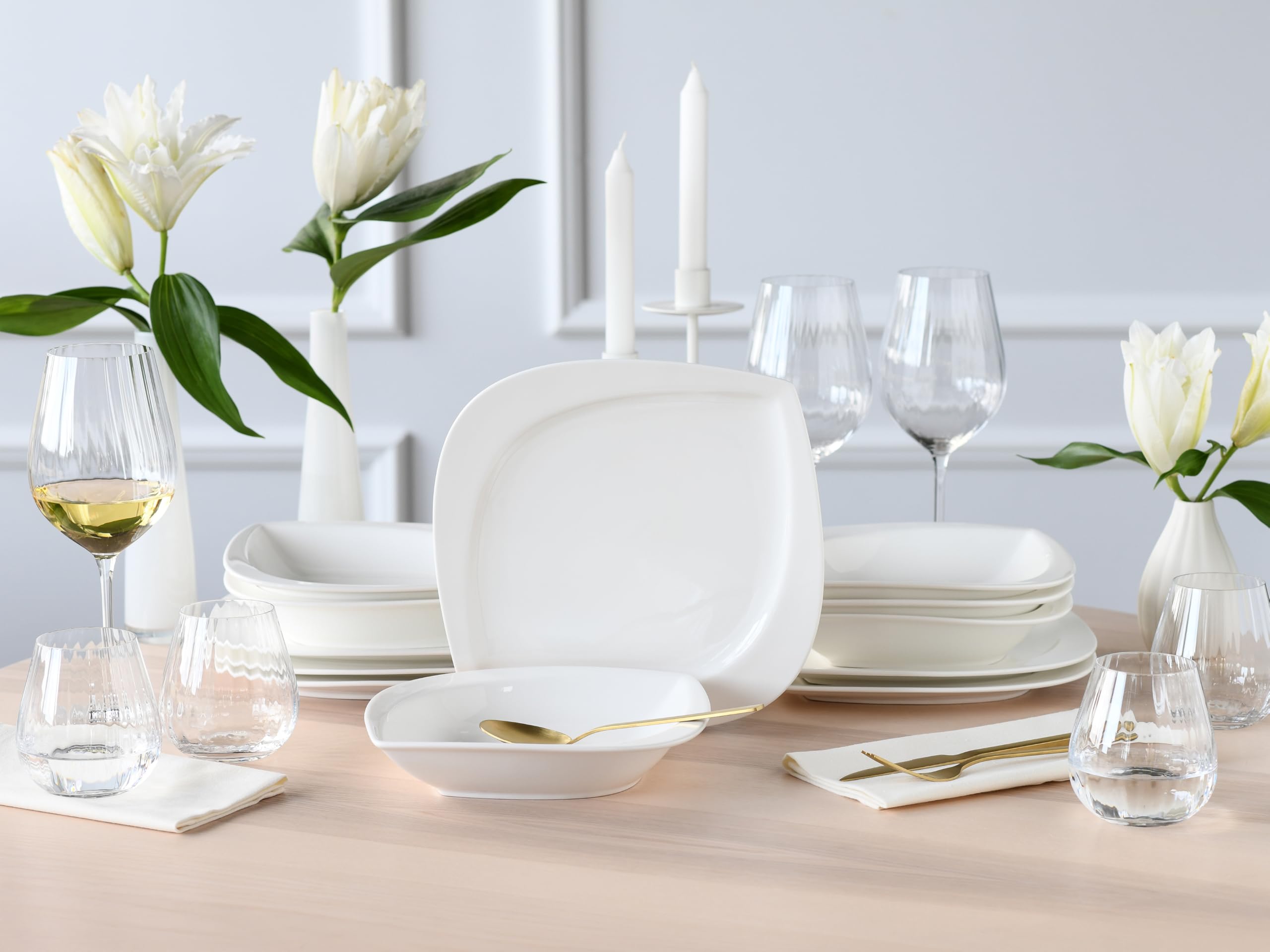 CreaTable, 18531, Serie Melbourne, 12-teiliges Geschirrset für 6 Personen, Tafelservice aus Porzellan, spülmaschinen- und mikrowellengeeignet, Qualitätsproduktion