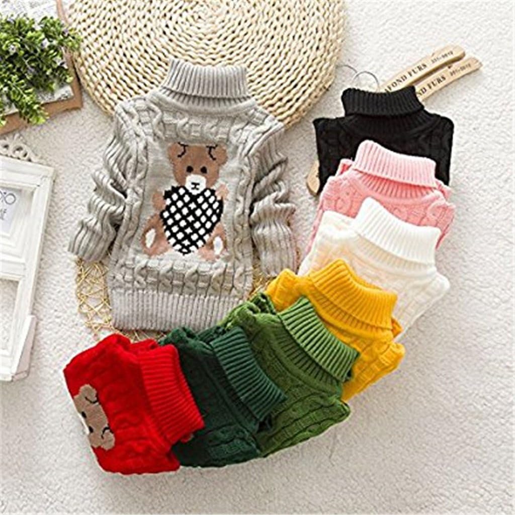 Little Girls Baby Cute Bear Turtleneck Winter Warm Polo Neck Sweater Tops