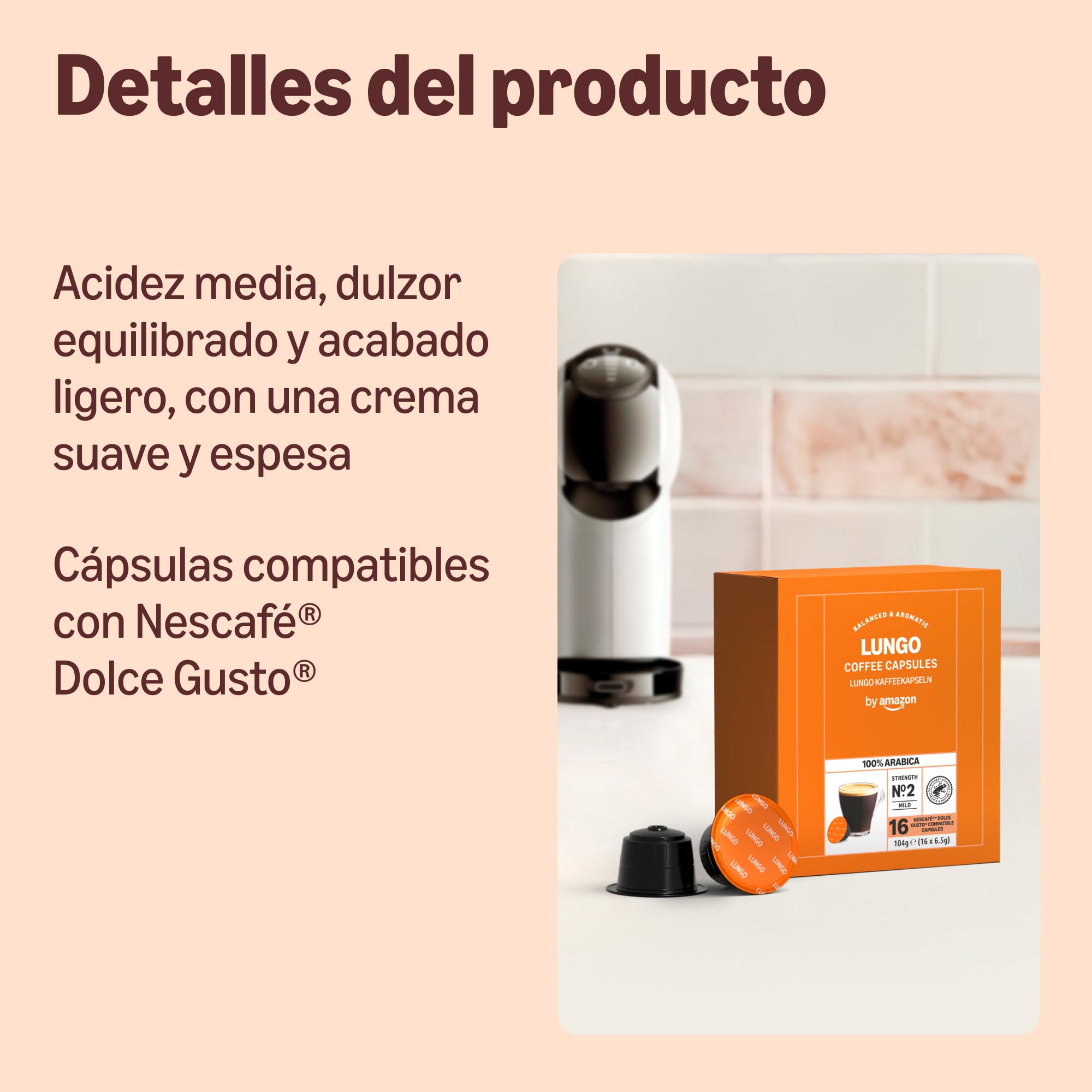 by Amazon Cápsulas De Café Lungo, en cápsulas compatibles con dolce gusto, 48 cápsulas (3 paquetes de 16)