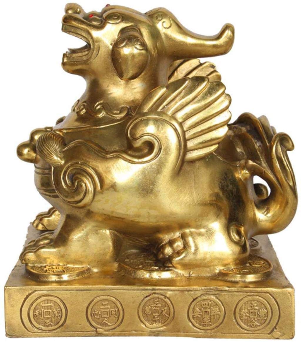 YNIYUJKL Feng Shui Ornaments Pixiu Statue Pure Copper Pi Yao Sculpture Decoration, Attract Wealth And Good Luck Best Home Office Decoration,10Cm,4 Cm-A