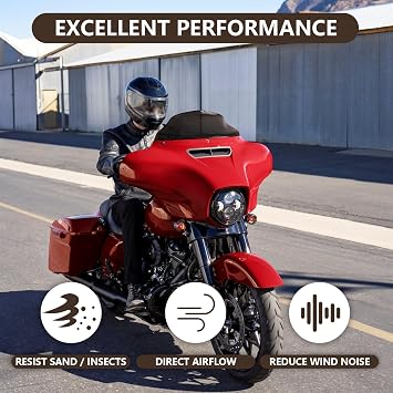 9 Wave Windshield Windscreen for Harley Touring Street Glide Electra Glide Ultra Limited FLHT FLHTC FLHX 2014-2024 Smoked Dark Motorcycle Windshield