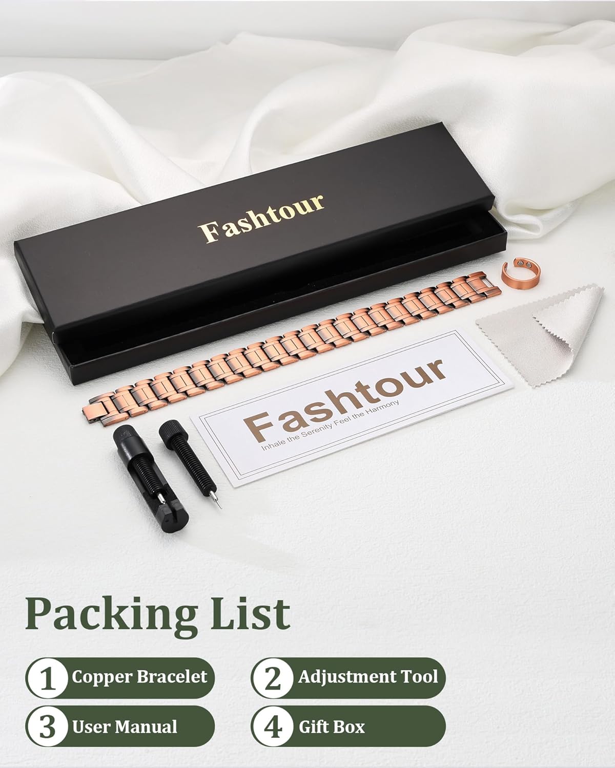 3X Copper Bracelet for Men Triple Ultra Strength Magnets, Masculine Design Pure Copper Magnetic Bracelet, Adjustable Length with Sizing Tool - Image 7